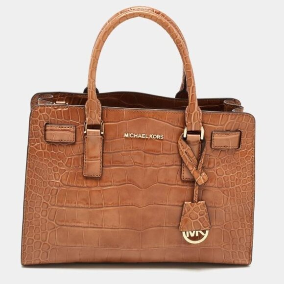 Michael Kors Dillion East West Croc Leather Handbag Purse c - Picture 1 of 15